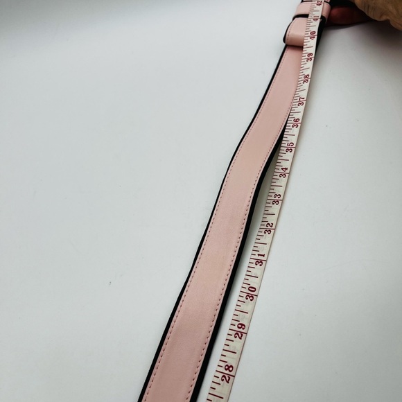 Kate Spade Light Pink and Black Leather Belt with Modern Bow Buckle Size Large - Picture 6 of 10